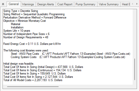 The General tab of the Output window.